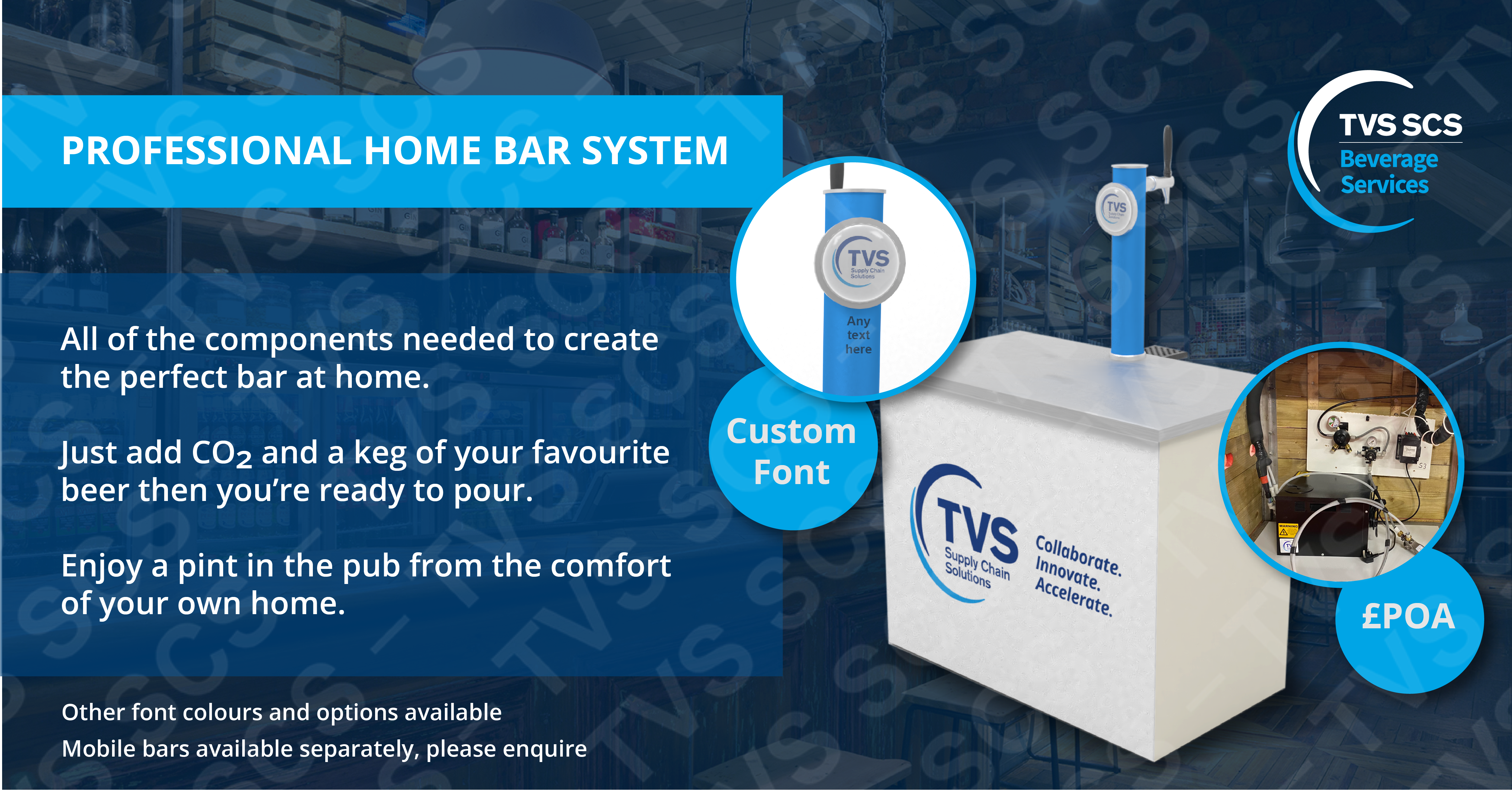 Home bar kit keg 1 out font inc cooler, regs, fittings