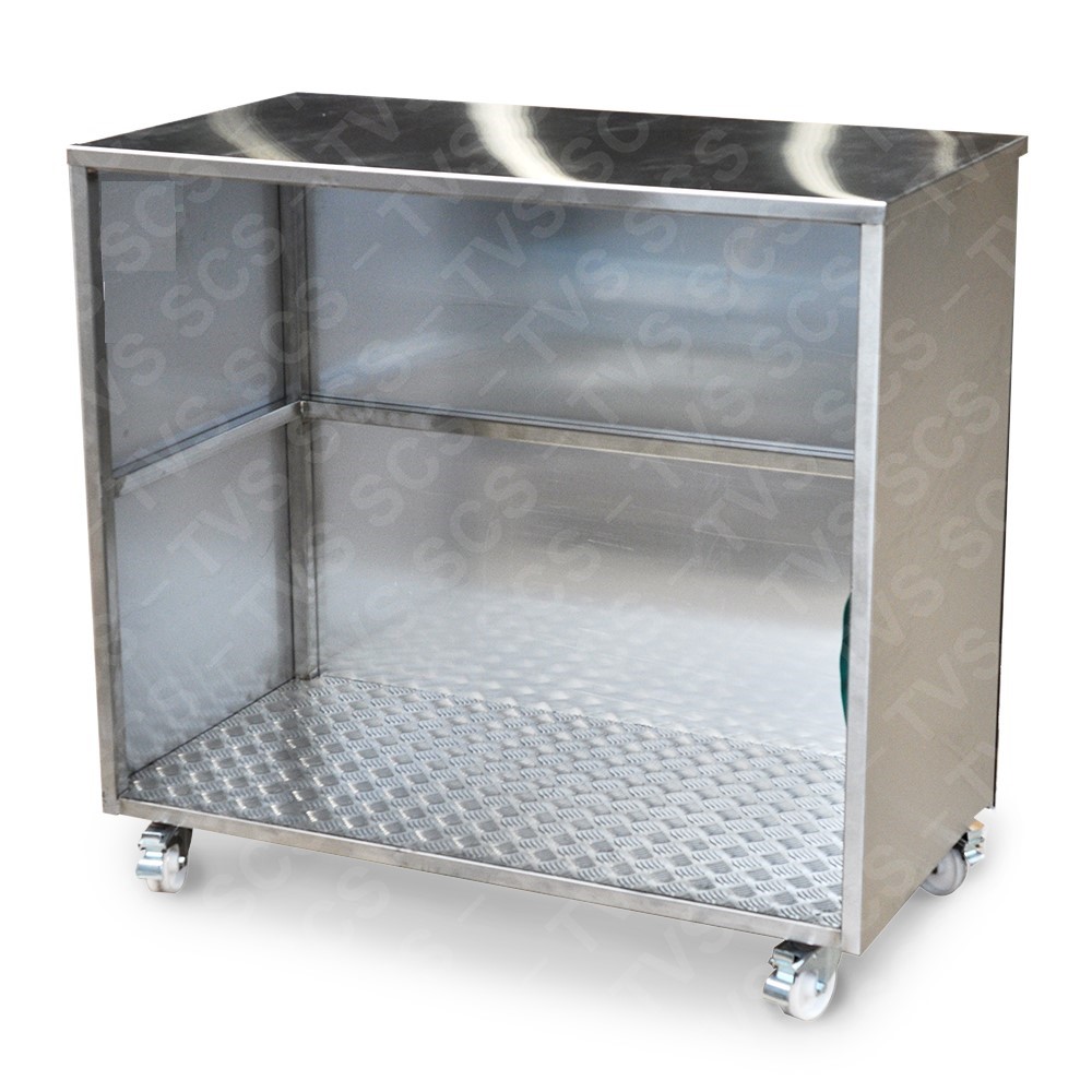 Stainless steel mobile bar can be vinyl wrapped